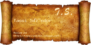 Tassi Sándor névjegykártya